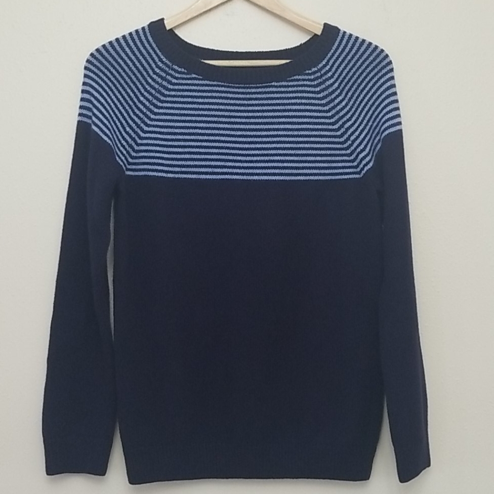Talbots Lambswool Blend Striped Crewneck Sweater M